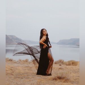 Long black dress, only wore once! Only wore for my senior pictures